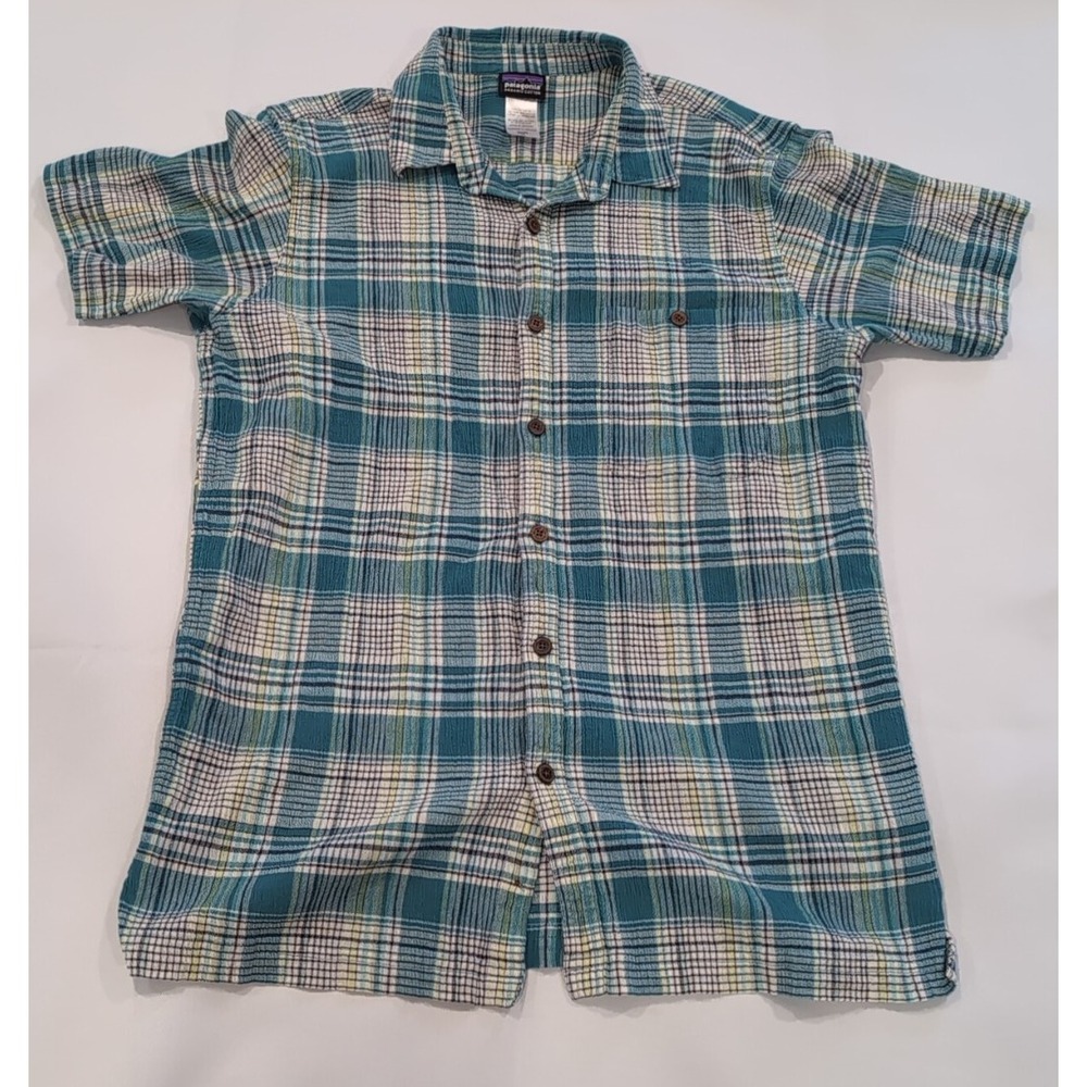 Patagonia Shirt Mens Medium Plaid Button Up Short Sleeve Organic Cotton